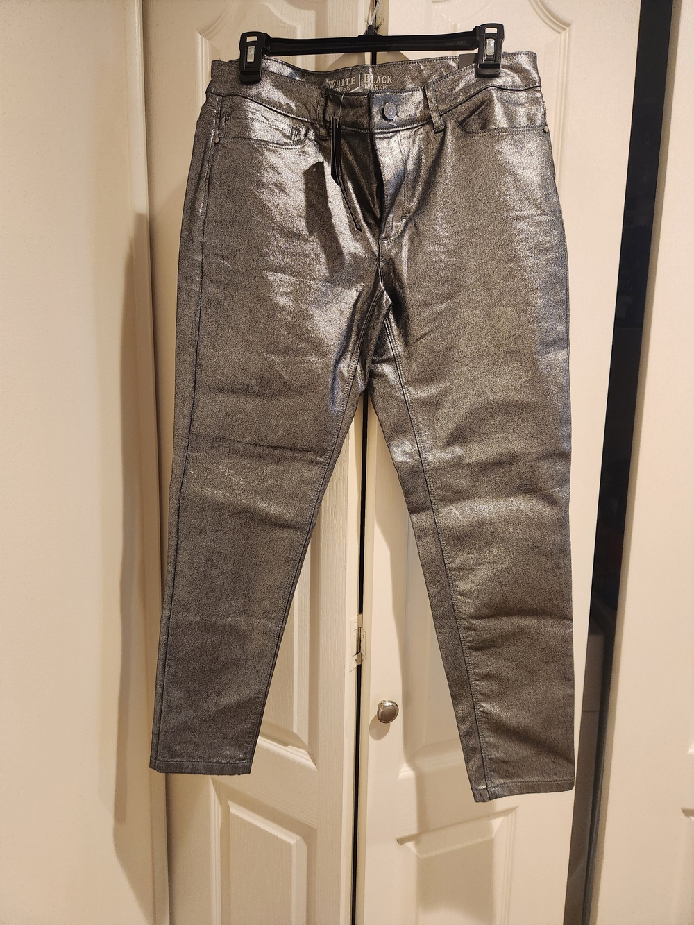 White House Black Market Silver Skinny Jeans